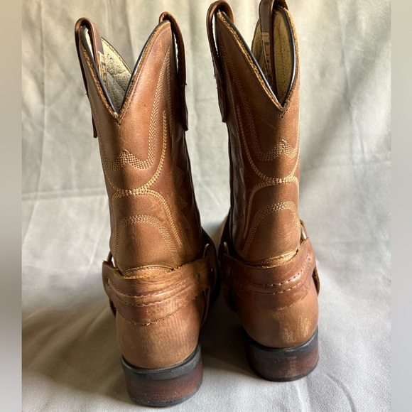 Lucky Boots Brown Leather Metal Ring Harness Western Cowboy Boots - Picture 8 of 14